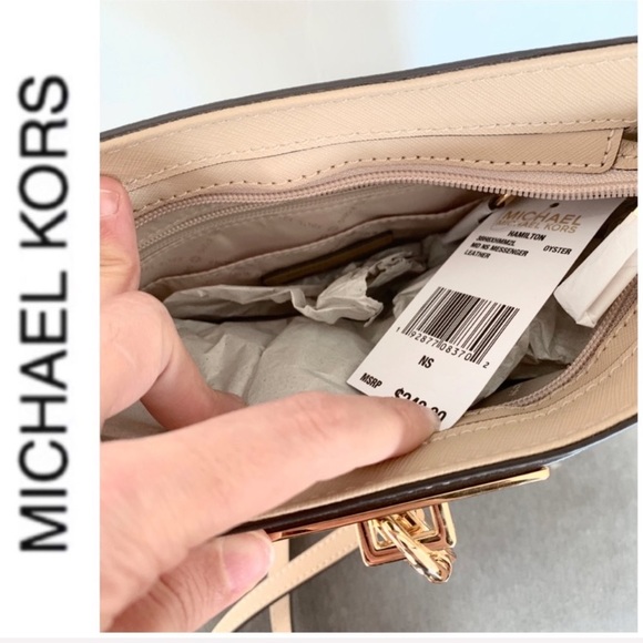 NWT authentic MK leather Hamilton messenger oyster - Picture 6 of 6